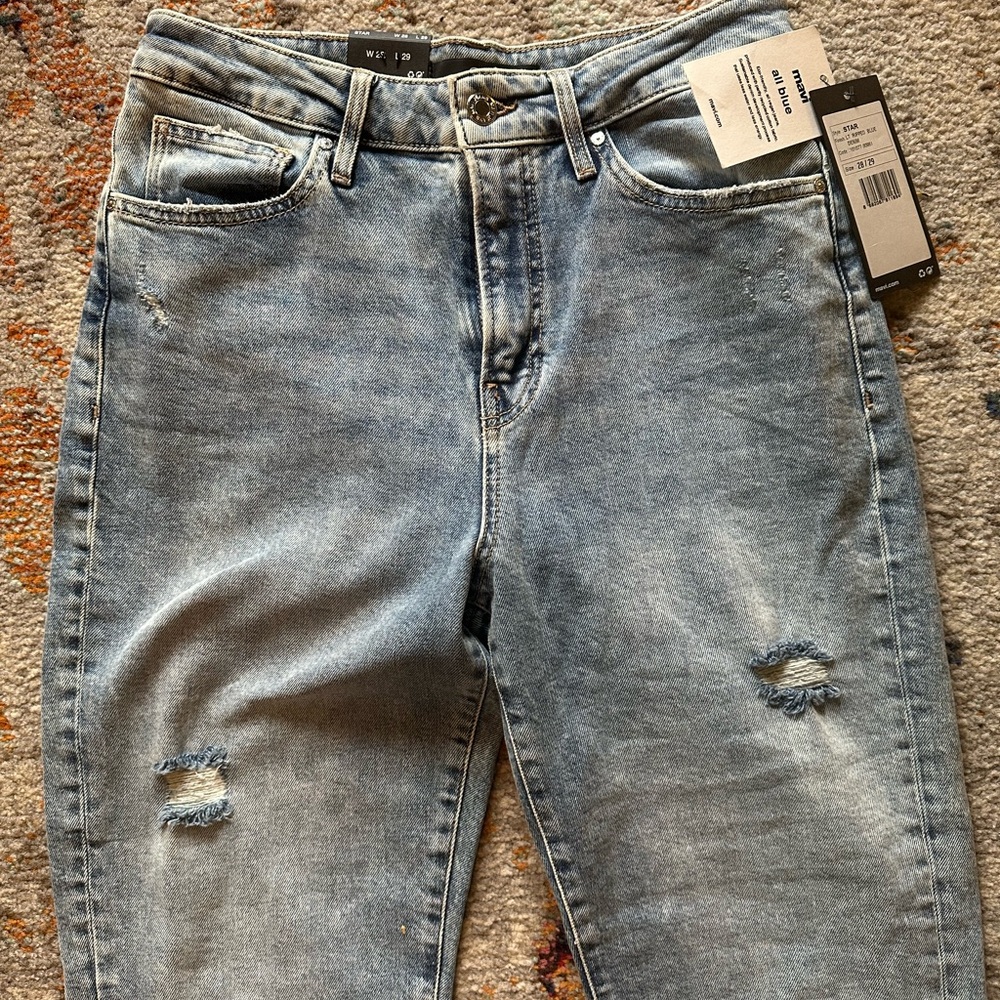Mavi All Blue Ripped Denim Jeans - Picture 2 of 4